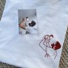 T-shirt Brodé Personnalisé Photo couleur blanc avec un papa et sa petite fille