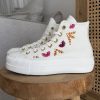 Baskets Mariage en cuir avec broderie fleuries