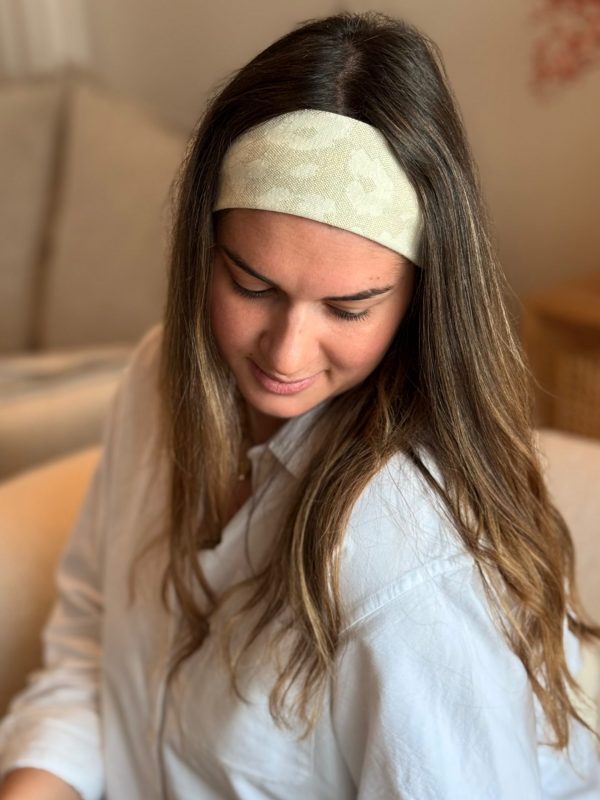 Bandeau Cheveux Ecru Léopard