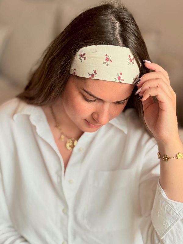 bandeau cheveux avec imprimé petites fleurs violette