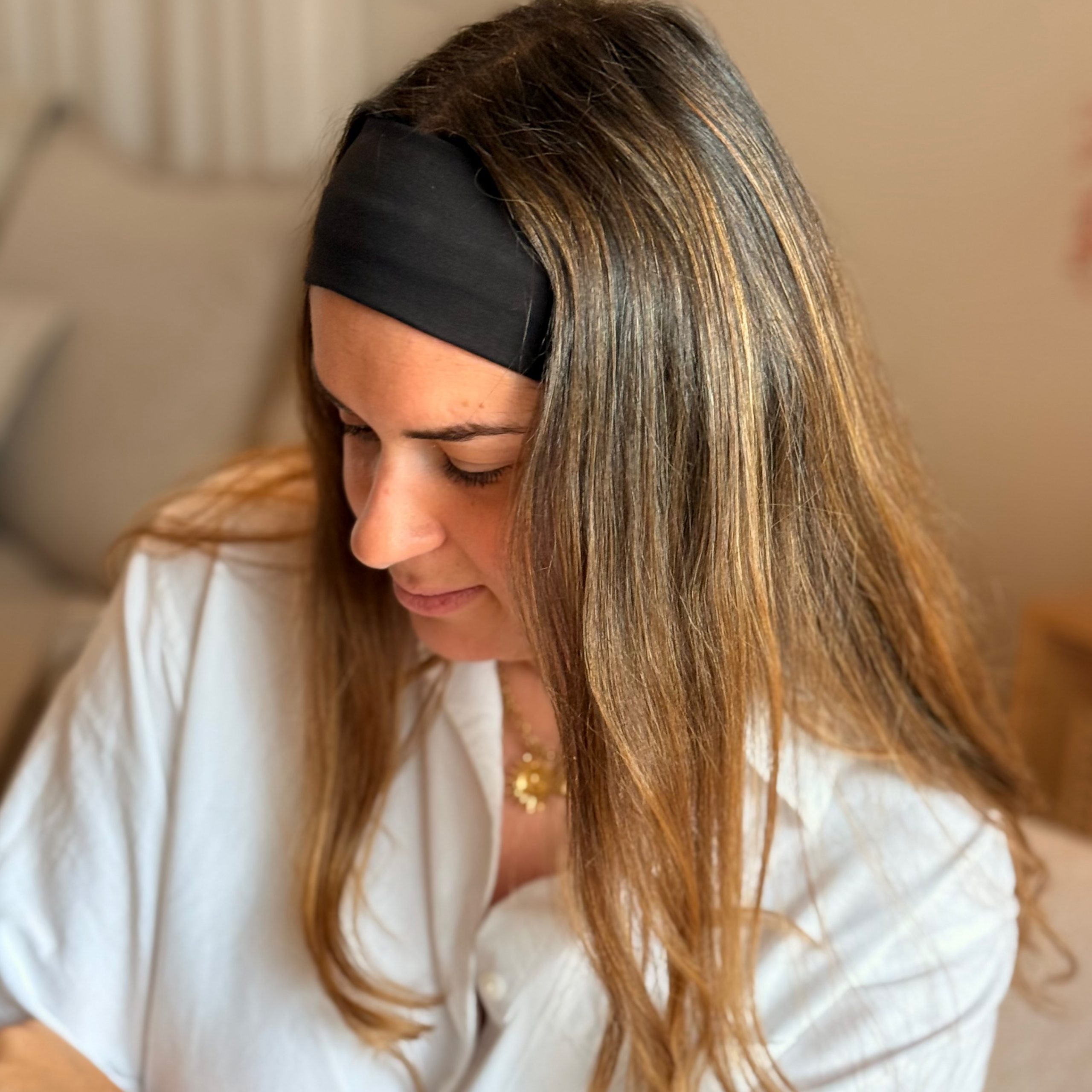 Bandeau Cheveux Uni Noir - Accessoire personnalisé Femme - L'atelier broderie avec Laura