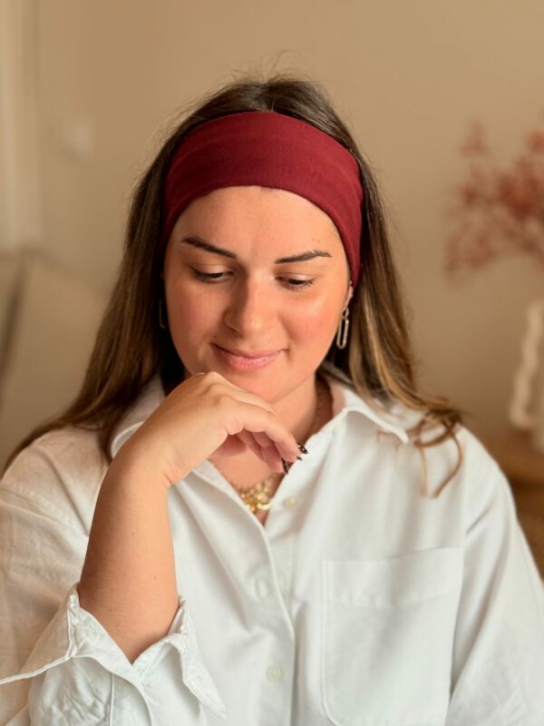 Bandeau Cheveux uni Bordeaux - Accessoire personnalisé Femme - L'atelier broderie avec Laura