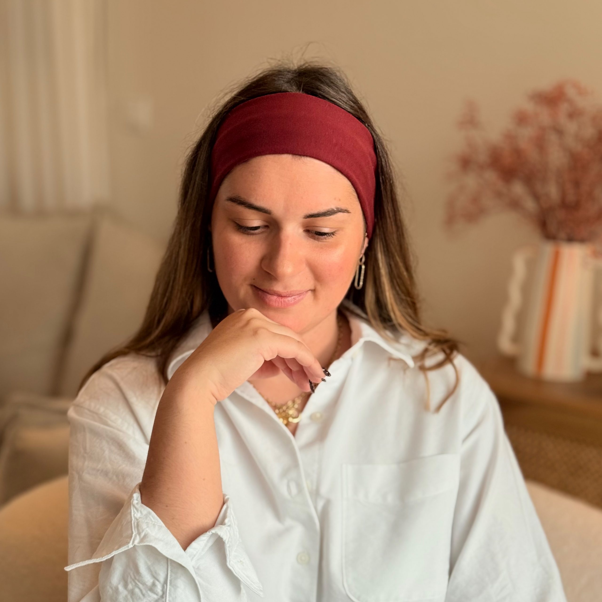 Bandeau Cheveux uni Bordeaux - Accessoire personnalisé Femme - L'atelier broderie avec Laura