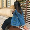 Veste en jean bleue broderie Citron - Vêtements brodés personnalisés - L'Atelier Broderie avec Laura