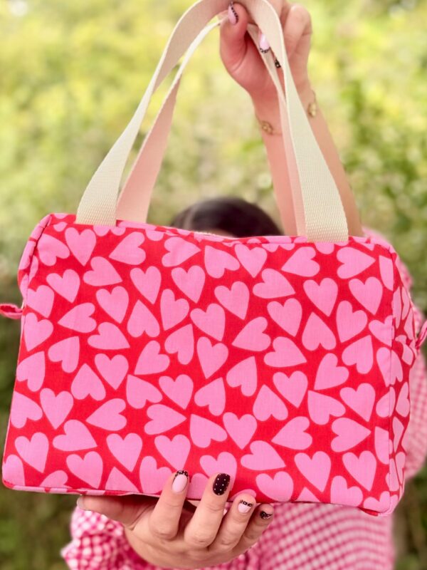 Lunch Bag Personnalisée Octobre rose motif coeur - Pour la maison - L'Atelier Broderie avec Laura