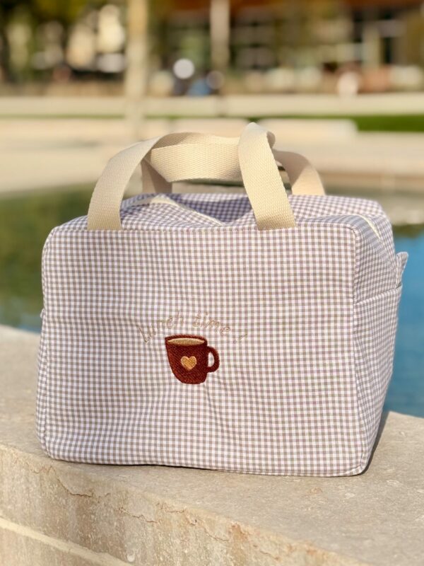 Lunch bag personnalisée 'Lunch Time' motif Vichy - Pour la maison - L'Atelier Broderie avec Laura