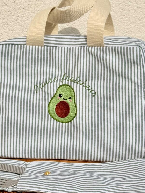 Lunch Bag à rayures : broderie personnalisées - Pour la maison - L'Atelier Broderie avec Laura