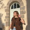 Gilet Berger Marron avec broderie feuilles d'olivier