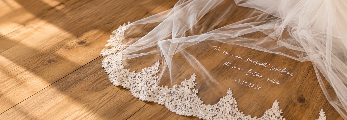 Voile mariage brodé